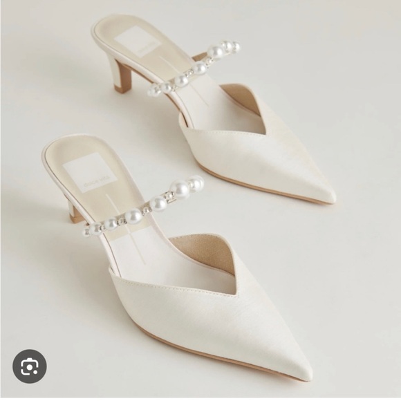 Dolce Vita Cream Kanika Pearl Kitten Heel Mule Pump size 7 - Picture 3 of 12